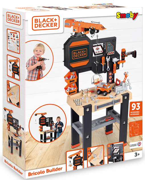 Ігровий набір Smoby Black & Decker Майстерня з підйомним краном 117 х 82 х 35 см (360731) (3032163607311) - зображення 1