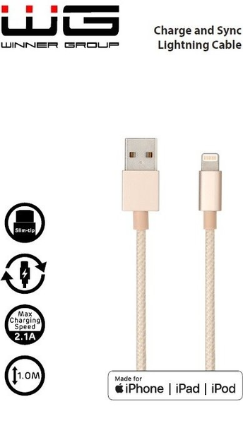 Кабель Winner Group USB Type-A - Lighting 1 м Gold (8591194076817) - зображення 2