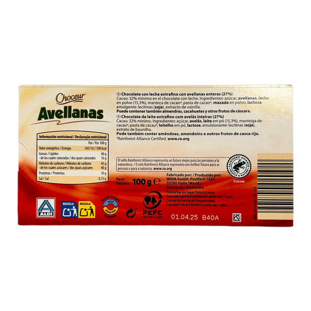 Шоколад молочний Choceur з лісовим горіхом avellanas chocolate con leche seleccinoado 100 г - зображення 2