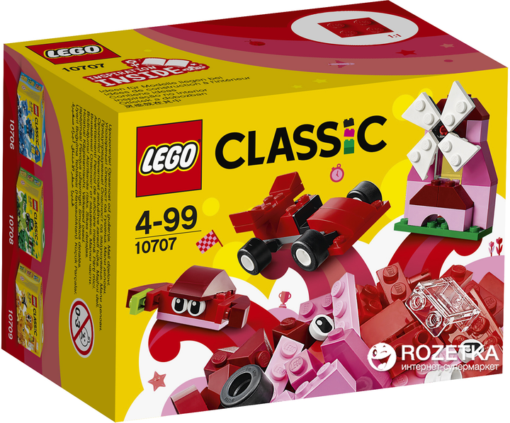 Конструктор LEGO Classic Красный набор для творчества 55 деталей (10707 ...
