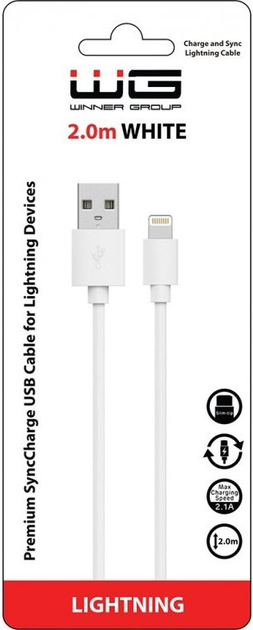 Кабель Winner Group USB Type-A - Lighting 2 м White (8591194069192) - зображення 2