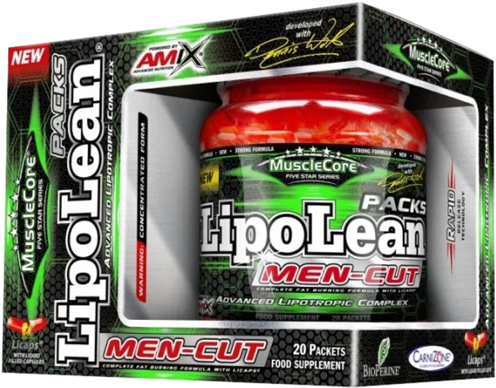 Spalacz tłuszczu Amix MuscleCore LipoLean Men-Cut Packs 20 pak (8594159534711) - obraz 1