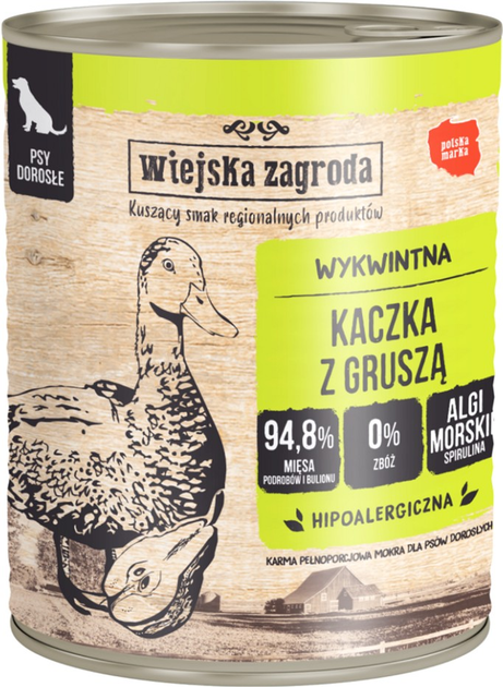 Karma mokra dla psów Wiejska Zagroda kaczka z gruszką 800 g (5906874201596) - obraz 1