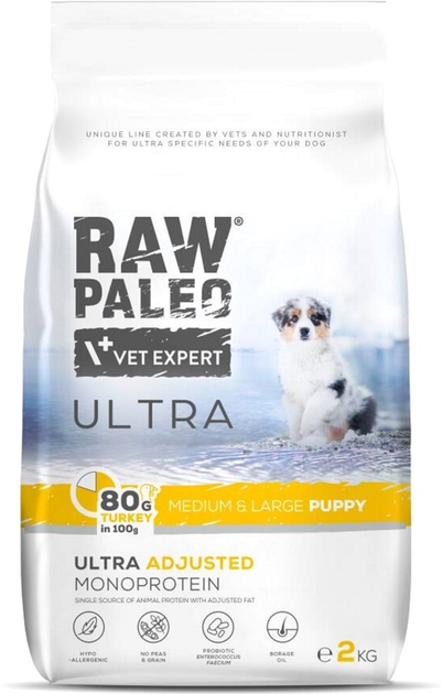 Karma sucha dla szczeniąt Raw Paleo Ultra monoproteinowa z indykiem 2 kg (5902414210974) - obraz 1