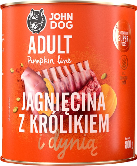 Karma mokra dla psów John Dog Pumpkin Line jagnięcina z królikiem i dynią 800 g (5903769000760) - obraz 1