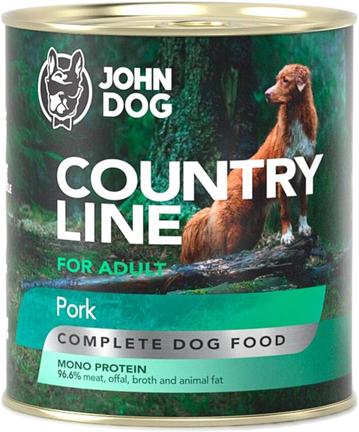 Вологий корм для собак John Dog Country Line зі свининою 800 г (5903769004256) - зображення 1