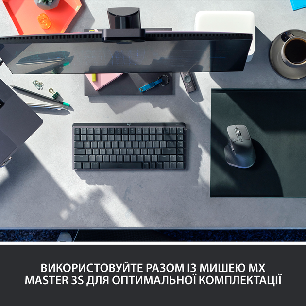Клавіатура бездротова механічна Logitech MX Mechanical Mini Minimalist Graphite (920-010780) - зображення 6