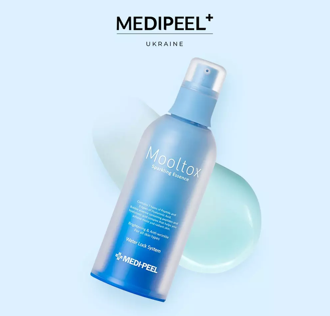 Інтенсивно зволожувальна есенція для обличчя Medi-Peel Aqua Mooltox Sparkling Essence, 100 мл - Фото 3 Інтенсивно зволожувальна есенція для обличчя Medi-Peel Aqua Mooltox Sparkling Essence, 100 мл - зображення 3