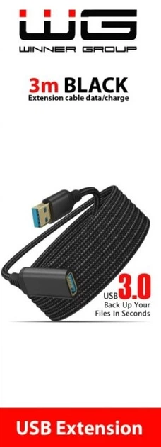 Przedłużacz Winner Group USB Type-A - USB Type-A 3 m Black (8591194104503) - obraz 5