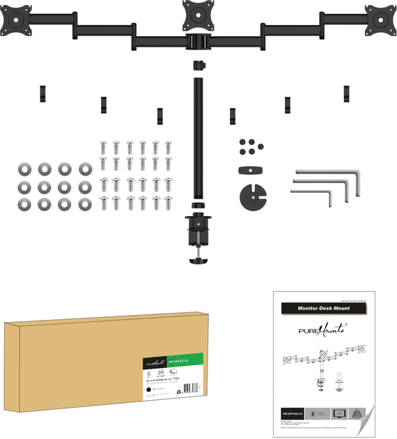 Настільне кріплення PureLink PM-OFFICE-03 PureMounts на три монітори Black (4251364706398) - зображення 5