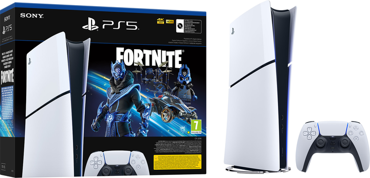 Konsola Sony PlayStation 5 Slim 1 TB Digital Edition Fortnite Cobalt Star Bundle (0711719593560) - obraz 1