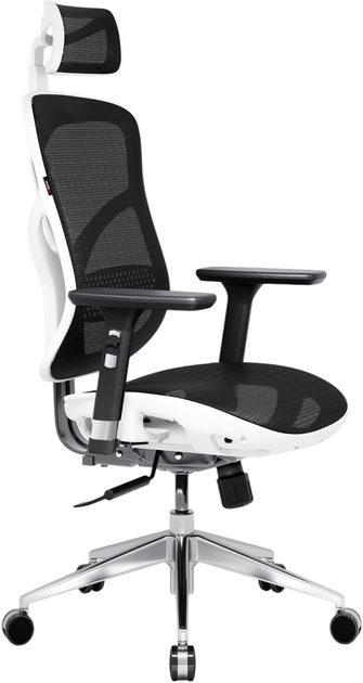 Fotel biurowy ergonomiczny Diablo Chairs V-Basic White-Black (5902560334562) - obraz 1