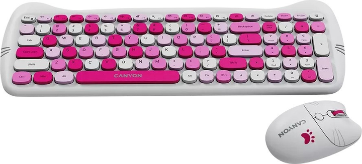 Комплект бездротовий Canyon HSET-W6 Kitty Edition Wireless Pink (CNS-HSETW6PK) - зображення 3