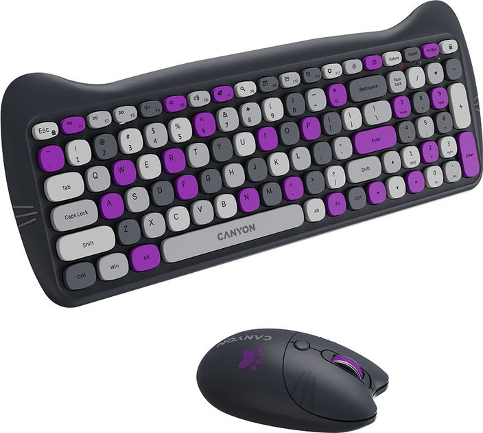Комплект бездротовий Canyon HSET-W6 Kitty Edition Wireless Grey (CNS-HSETW6VT) - зображення 4