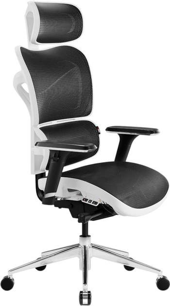 Fotel biurowy ergonomiczny Diablo Chairs V-Commander White-Black (5902560338140) - obraz 1