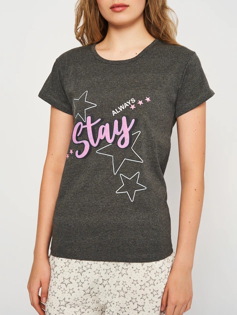 Піжама (футболка + штани) жіноча NOVITI PD008-W-01 XL Сіра (5905204314449) - зображення 5