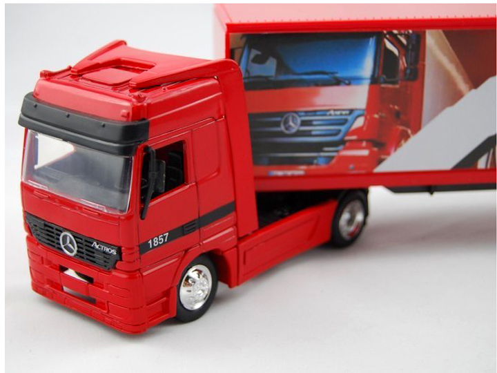 Ciężarówka Daffi Mercedes-Benz Actros z przyczepą Metalowa Czerwona 1:43 (5905422057654) - obraz 3