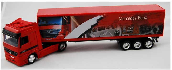 Ciężarówka Daffi Mercedes-Benz Actros z przyczepą Metalowa Czerwona 1:43 (5905422057654) - obraz 4