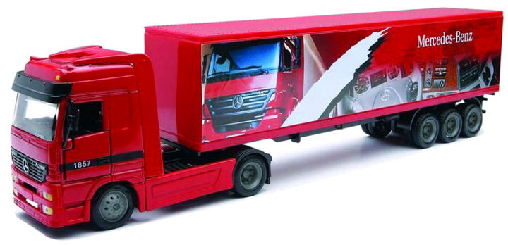 Ciężarówka Daffi Mercedes-Benz Actros z przyczepą Metalowa Czerwona 1:43 (5905422057654) - obraz 5