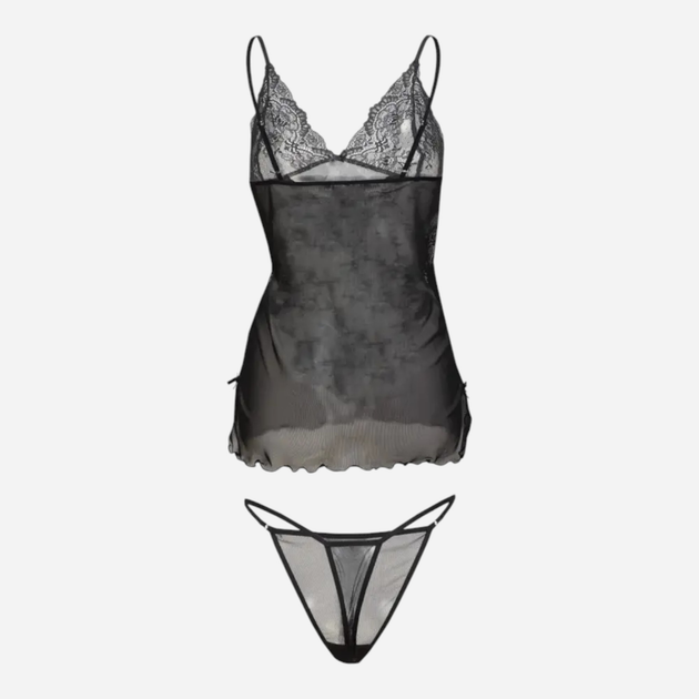Komplet erotyczny damski (koszula nocna + majtki bikini) DKaren Stacy S Czarny (5903251460249) - obraz 6