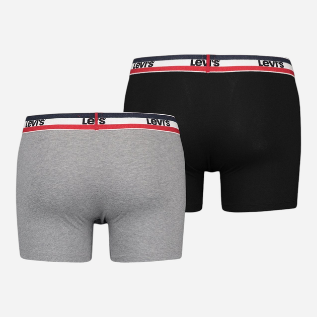 Набір трусів-боксерів чоловічих 2 шт Levi's Logo Boxer Brief Organic Co 2P 7012239080030 S Чорний/Сірий (8720245438179) - зображення 2