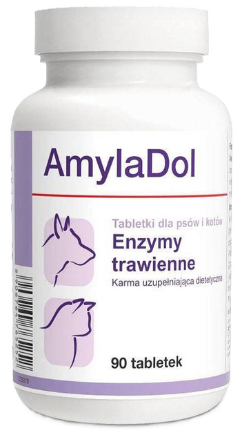 Preparat dla psów i kotów Dolfos AmylaDol enzymy trawienne 90 tabletek (5902232645255) - obraz 1