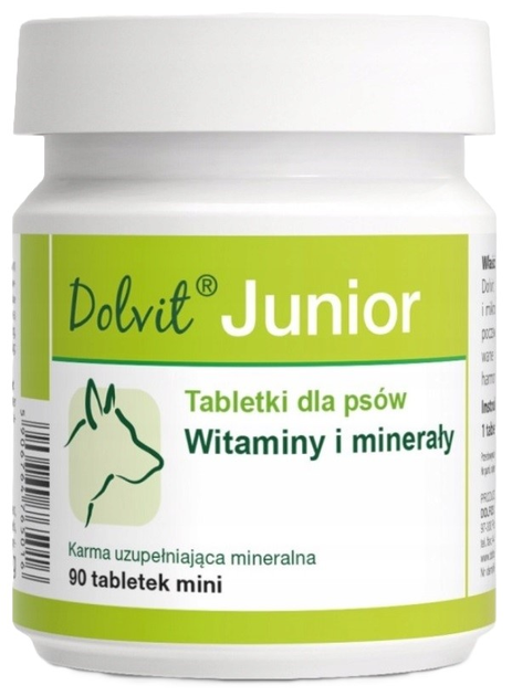 Witaminy i minerały dla szczeniąt Dolfos Dolvit Junior 90 tabletek (5902232645019) - obraz 1