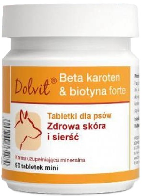 Tabletki dla psów Dolfos Dolvit Beta Karoten i Biotyna Forte zdrowa skóra i sierść 90 tabletek (5902232645477) - obraz 1