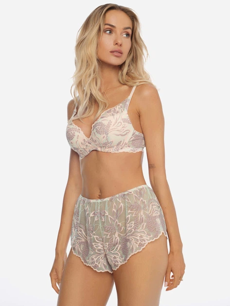 Biustonosz damski z fiszbinami Push-up z koronką Esotiq 41441-65X 70B Zielony (5903972251904) - obraz 5