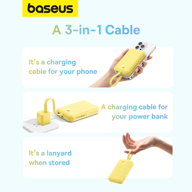 Powerbank Baseus Magnetic Mini MagSafe Lightning 10000 mAh 20 W Yellow (P10022109Y23) - obraz 6