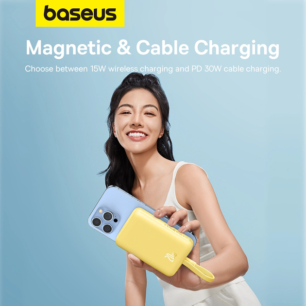 Powerbank Baseus Magnetic Mini MagSafe Lightning 10000 mAh 20 W Yellow (P10022109Y23) - obraz 10