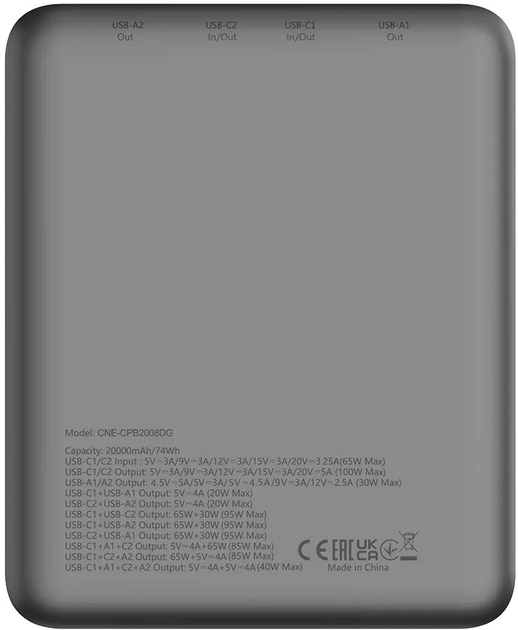 УМБ Canyon PB-2008 20000 mAh 100W Black (CNE-CPB2008DG) - зображення 3