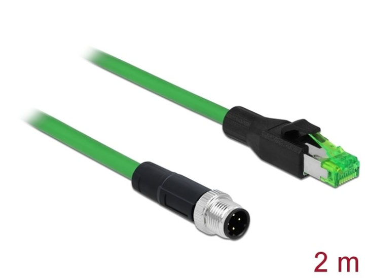 Кабель мережевий Delock M12 RJ 45 PVC 2 m Green (4043619854387) - зображення 1