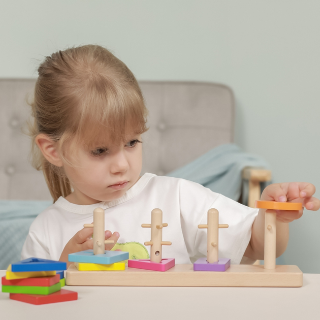 Пазли дерев'яні Viga Maze Геометричні фігури Montessori 50968 12 елементів (6934510509682) - зображення 5