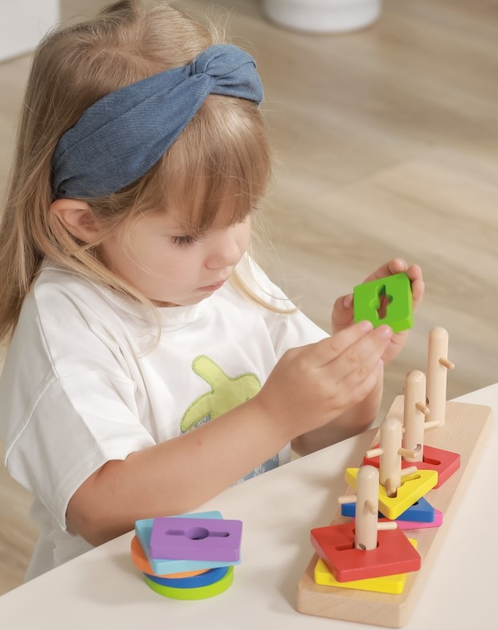 Пазли дерев'яні Viga Maze Геометричні фігури Montessori 50968 12 елементів (6934510509682) - зображення 8
