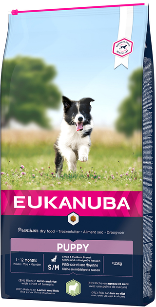 Сухий корм для цуценят Eukanuba з ягнятиною та рисом 12 кг (8710255168777) - зображення 1