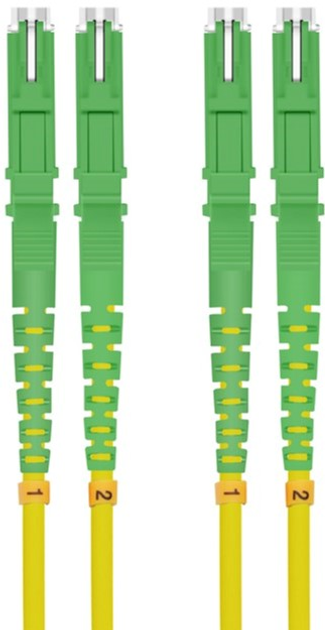 Patchcord światłowodowy Helos E2000/APC (LSH) do złącza dupleksowego E2000/APC (LSH) Żółty 7.5 m (4005938546558) - obraz 1