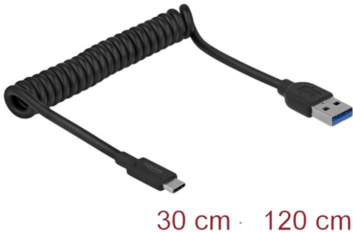 Кабель Delock USB 3.1 Type-A- USB Type-C 0.03-0.12 m Black (4043619853496) - зображення 1