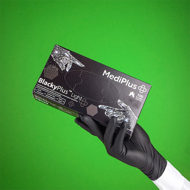 Перчатки нитриловые MEDIPLUS BlackyPlus Light BLACK неопудренные, размер S, 100 шт - изображение 3