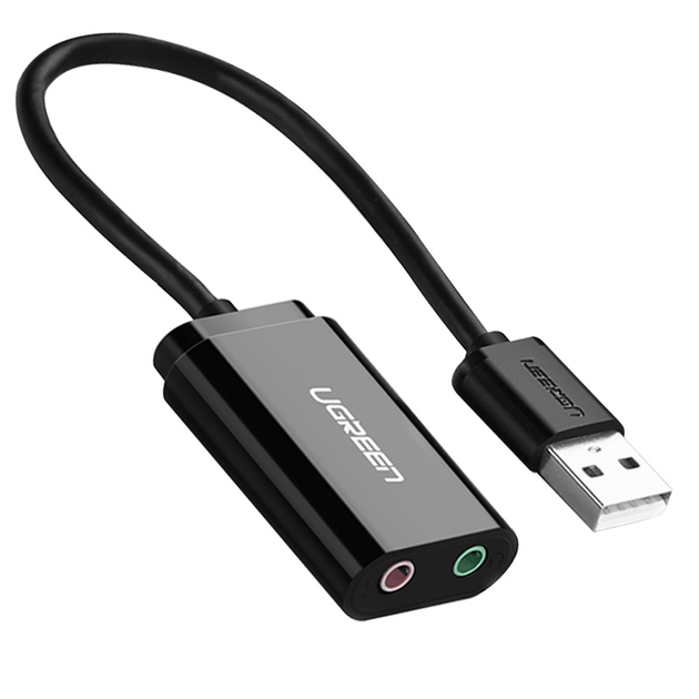 Звуковая карта Ugreen US205 USB AUX jack TRS Mic + Ear ALC4042 Black (30724) - изображение 1