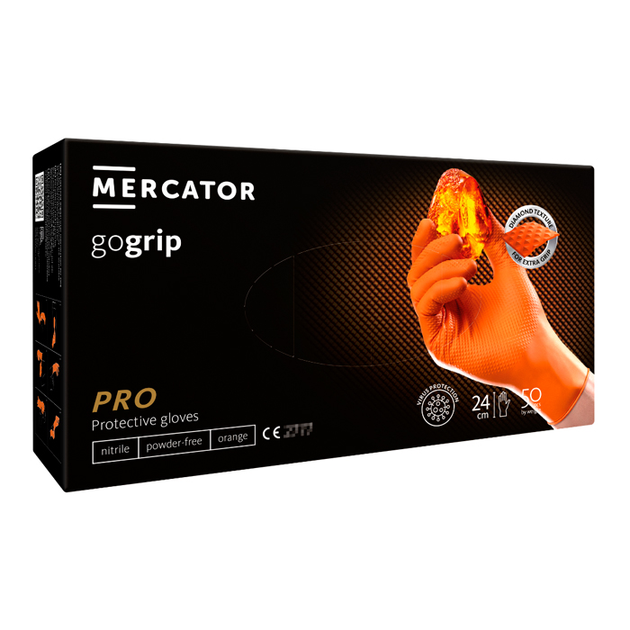 Перчатки нитриловые MERCATOR gogrip orange, размер L, 50 шт - зображення 1