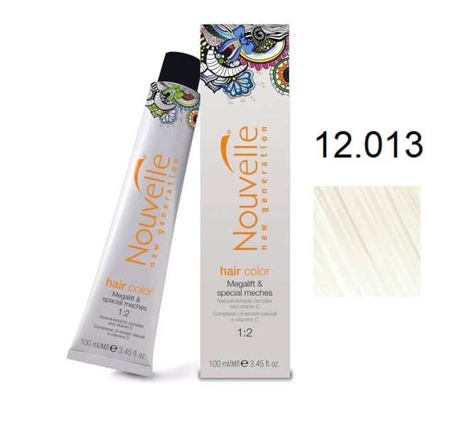 Краска для волос Nouvelle Hair Color 12.013 ультрасветлый блондин плюс с бежевым оттенком 100 мл - Фото 1 Краска для волос Nouvelle Hair Color 12.013 ультрасветлый блондин плюс с бежевым оттенком 100 мл - изображение 1