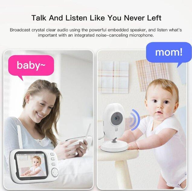 Видеоняня Baby Monitor ABM600 +гибкий держатель , датчик звука, беспроводная радионяня с портативным дисплеем и измерением температуры - изображение 8