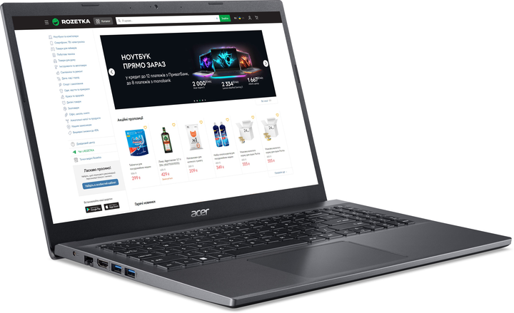 Ноутбук Acer Extensa 15 EX215-55-59VT (NX.EGYEU.034) Steel Gray / 15.6" IPS / Intel Core i5-1235U / RAM 24 ГБ / SSD 512 ГБ - изображение 2