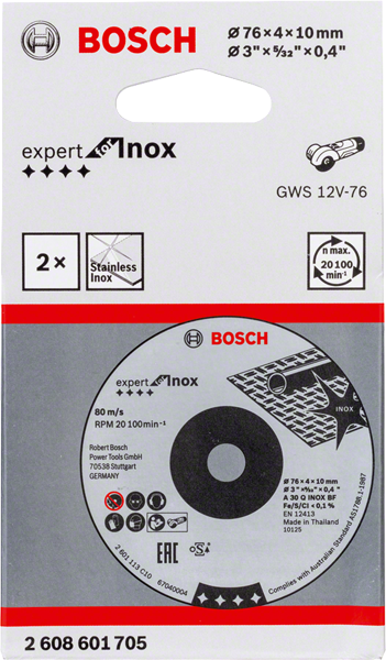 Зачисний диск Bosch Expert Inox (76х4х10 мм, 2 шт) круг по нержавіючої сталі (23185) - зображення 2