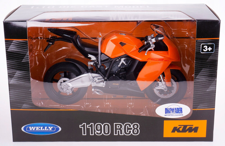 Metalowy model Welly motocykl KTM 1:10 Czerwony (4891761628062) - obraz 1