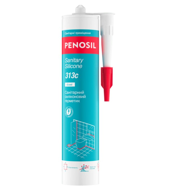 Силіконовий герметик Penosil Premium Sanitary Silicone 313/313c (310 мл) cанітарний білий (23648) - зображення 1