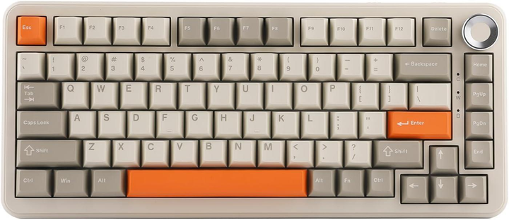 Клавіатура AJAZZ AK820 MAX Grey Beige Orange Бездротова Ігрова Механічна. 2.4G/Bluetooth/Кабель. Батарея 8000mAh. Flying Fish Switch - зображення 1