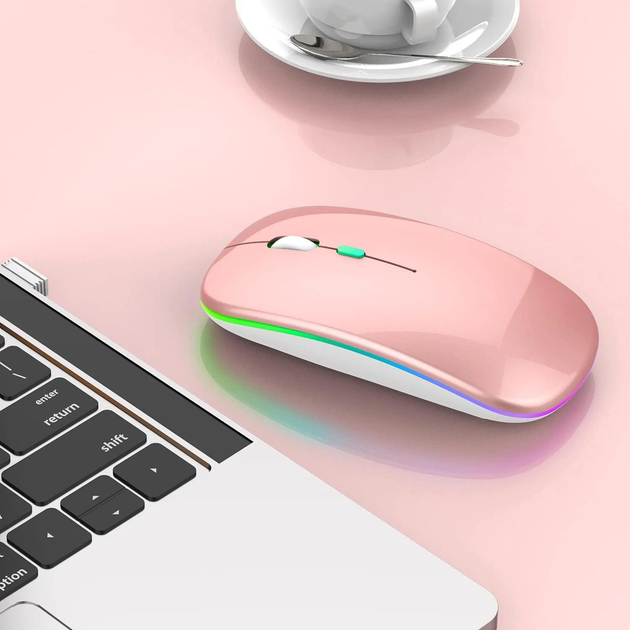 Беспроводная RGB мышь PANTXIKE с Bluetooth 5.0, 1600 DPI и встроенным аккумулятором (розовое золото) - изображение 5