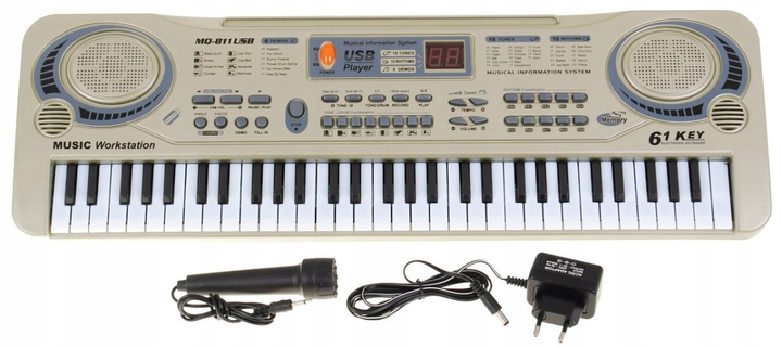 Keyboard Ramiz interaktywny + Mikrofon + Nagrywanie + USB MP3 Bezowy (5903864900132) - obraz 2